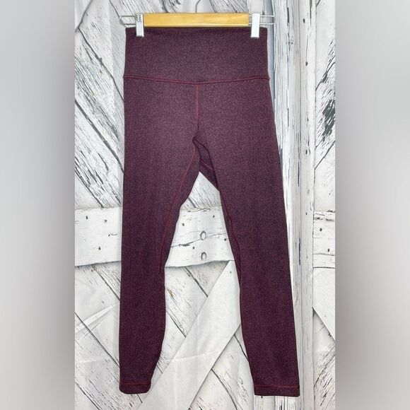 Lululemon Burgundy & Black Pattern Leggings Size 6 - Picture 1 of 6